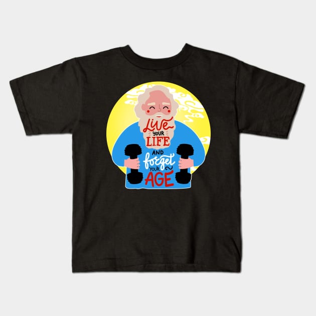 Strong Old Man Kids T-Shirt by Croward Phmous